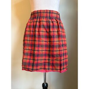 J. Crew Plaid Wool Blend y2k 2 Red Black Orange academia preppy whimsi boho